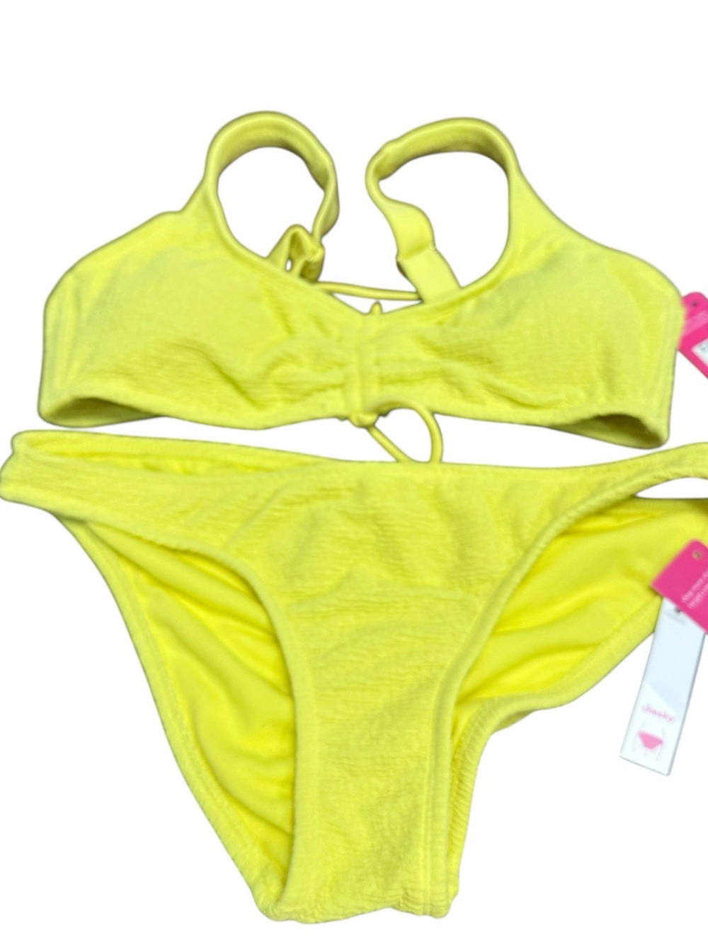 Xhilaration Neon Yellow Textured cheeky Bikini‎ Set NWT Size Small (0-2)